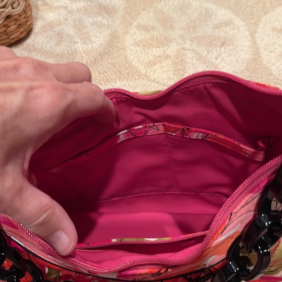 Rare silk pink floral quilted Vera Bradley shoulder bag - Picture 3 of 7